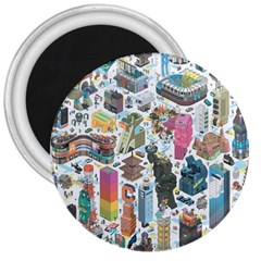 City Pattern Pixel Art Japan 3  Magnets by Sarkoni