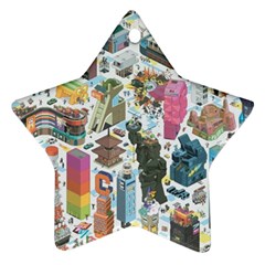 City Pattern Pixel Art Japan Ornament (star)