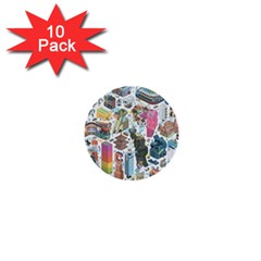 City Pattern Pixel Art Japan 1  Mini Buttons (10 Pack)  by Sarkoni