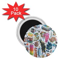 City Pattern Pixel Art Japan 1 75  Magnets (10 Pack)  by Sarkoni