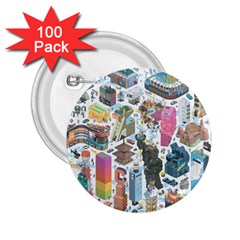 City Pattern Pixel Art Japan 2 25  Buttons (100 Pack)  by Sarkoni