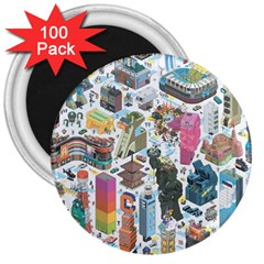 City Pattern Pixel Art Japan 3  Magnets (100 Pack) by Sarkoni