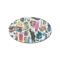 City Pattern Pixel Art Japan Sticker Oval (100 Pack) by Sarkoni