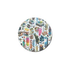 City Pattern Pixel Art Japan Golf Ball Marker by Sarkoni