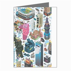 City Pattern Pixel Art Japan Greeting Card by Sarkoni