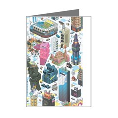 City Pattern Pixel Art Japan Mini Greeting Card by Sarkoni