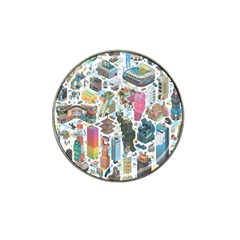 City Pattern Pixel Art Japan Hat Clip Ball Marker (4 Pack) by Sarkoni