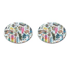 City Pattern Pixel Art Japan Cufflinks (oval) by Sarkoni