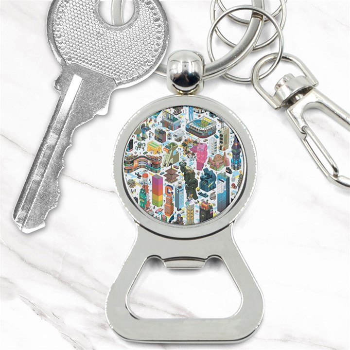 City Pattern Pixel Art Japan Bottle Opener Key Chain