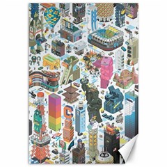 City Pattern Pixel Art Japan Canvas 12  X 18  by Sarkoni