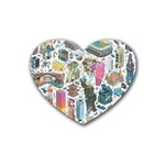 City Pattern Pixel Art Japan Rubber Heart Coaster (4 pack) Front