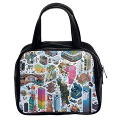 City Pattern Pixel Art Japan Classic Handbag (two Sides) by Sarkoni