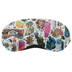 City Pattern Pixel Art Japan Sleep Mask by Sarkoni