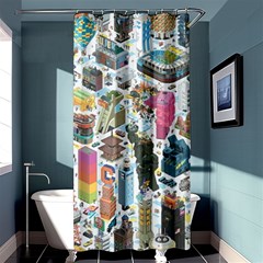 City Pattern Pixel Art Japan Shower Curtain 36  X 72  (stall)  by Sarkoni