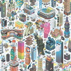 City Pattern Pixel Art Japan Play Mat (rectangle) by Sarkoni