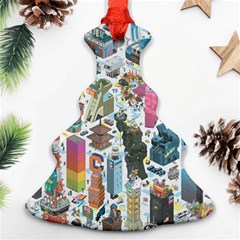 City Pattern Pixel Art Japan Christmas Tree Ornament (two Sides) by Sarkoni