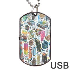 City Pattern Pixel Art Japan Dog Tag Usb Flash (two Sides) by Sarkoni