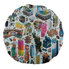 City Pattern Pixel Art Japan Large 18  Premium Round Cushions by Sarkoni