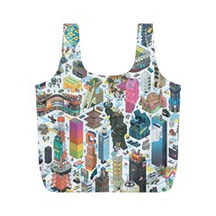 City Pattern Pixel Art Japan Full Print Recycle Bag (m) by Sarkoni