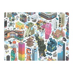 City Pattern Pixel Art Japan Two Sides Premium Plush Fleece Blanket (mini) by Sarkoni