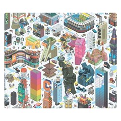 City Pattern Pixel Art Japan Two Sides Premium Plush Fleece Blanket (small) by Sarkoni