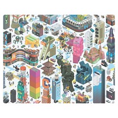 City Pattern Pixel Art Japan Two Sides Premium Plush Fleece Blanket (medium) by Sarkoni