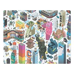 City Pattern Pixel Art Japan Two Sides Premium Plush Fleece Blanket (large) by Sarkoni