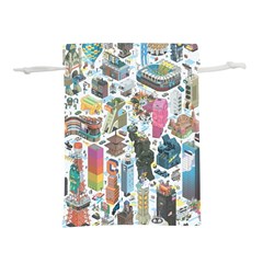 City Pattern Pixel Art Japan Lightweight Drawstring Pouch (l) by Sarkoni