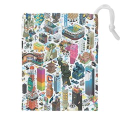 City Pattern Pixel Art Japan Drawstring Pouch (5xl) by Sarkoni