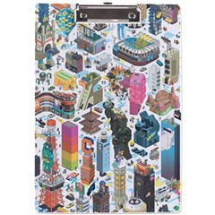 City Pattern Pixel Art Japan A4 Acrylic Clipboard by Sarkoni