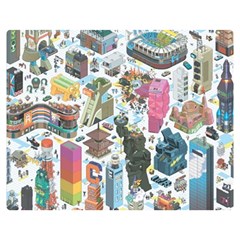 City Pattern Pixel Art Japan Premium Plush Fleece Blanket (medium) by Sarkoni