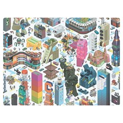 City Pattern Pixel Art Japan Two Sides Premium Plush Fleece Blanket (extra Small) by Sarkoni