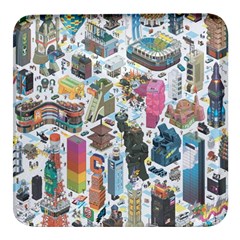 City Pattern Pixel Art Japan Square Glass Fridge Magnet (4 Pack) by Sarkoni