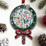 City Pattern Pixel Art Japan Metal X Mas Lollipop with Crystal Ornament Front