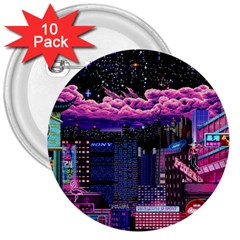 Retro City Pixel 3  Buttons (10 Pack)  by Sarkoni