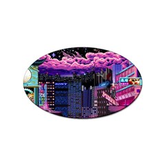 Retro City Pixel Sticker (oval) by Sarkoni