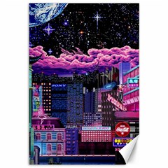 Retro City Pixel Canvas 12  X 18  by Sarkoni