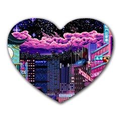 Retro City Pixel Heart Mousepad