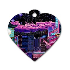 Retro City Pixel Dog Tag Heart (two Sides) by Sarkoni