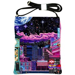 Retro City Pixel Shoulder Sling Bag by Sarkoni