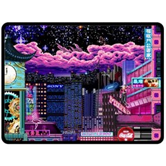 Retro City Pixel Two Sides Fleece Blanket (large) by Sarkoni