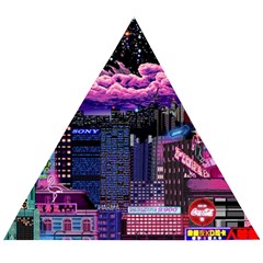 Retro City Pixel Wooden Puzzle Triangle by Sarkoni