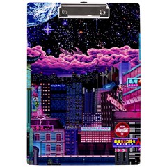 Retro City Pixel A4 Acrylic Clipboard by Sarkoni