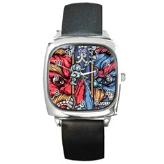 Japan Art Aesthetic Square Metal Watch by Sarkoni