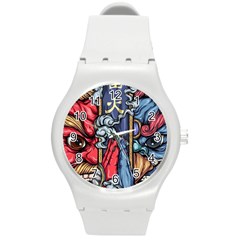 Japan Art Aesthetic Round Plastic Sport Watch (m) by Sarkoni