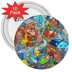 Pixel Art Retro Video Game 3  Buttons (10 Pack)  by Sarkoni