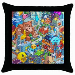 Pixel Art Retro Video Game Throw Pillow Case (black) by Sarkoni