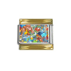 Pixel Art Retro Video Game Gold Trim Italian Charm (9mm) by Sarkoni