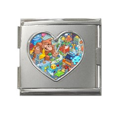 Pixel Art Retro Video Game Mega Link Heart Italian Charm (18mm) by Sarkoni