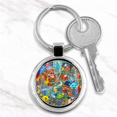 Pixel Art Retro Video Game Key Chain (round) by Sarkoni